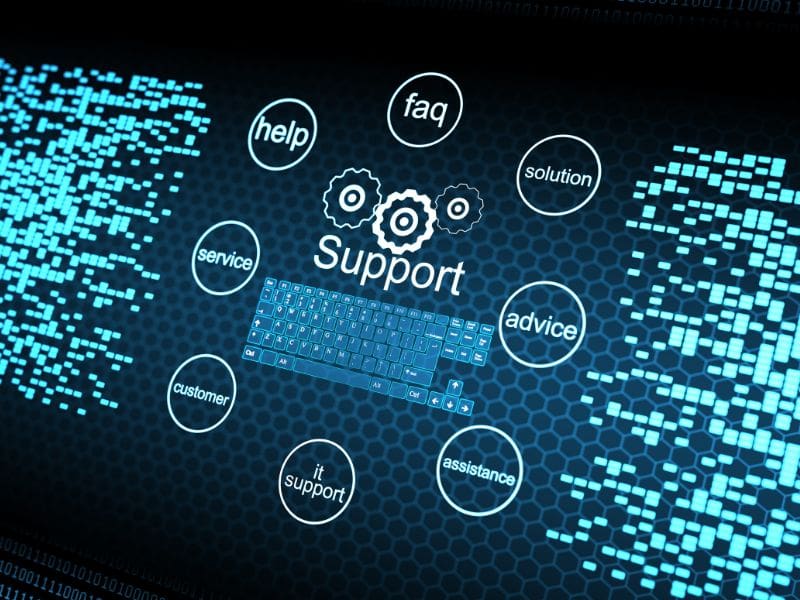 A team of IT professionals providing support to a business in a modern office setting. My Tampa IT offers expert IT support to enhance business operations.
